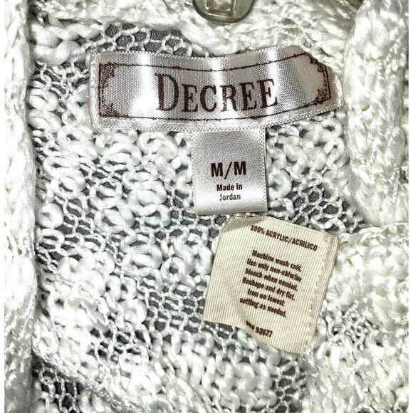 DECREE M White Nubby Knit Waterfall Sleeveless Flowy Tunic Duster Top Swing Vest - Picture 4 of 4